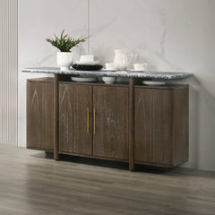 Dillon Natural Marble Top/Walnut Server - Ornate Home