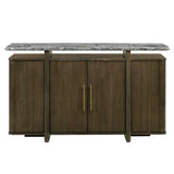 Dillon Natural Marble Top/Walnut Server - Ornate Home