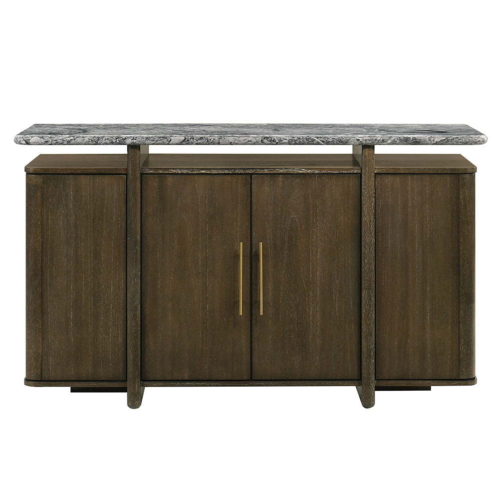 Dillon Natural Marble Top/Walnut Server - Ornate Home