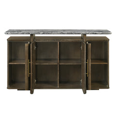Dillon Natural Marble Top/Walnut Server - Ornate Home