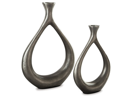 Dimaia Antique Silver Vase (Set of 2) - Ornate Home