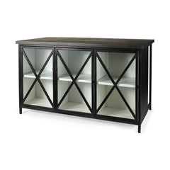 Dimitra Black Dark Iron with Glass Doors Kitchen Island - Ornate Home