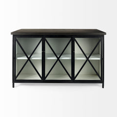 Dimitra Black Dark Iron with Glass Doors Kitchen Island - Ornate Home