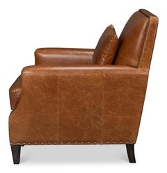 Dimity Brown Distilled Leather Chair - Ornate Home
