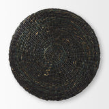 Dina Black Cornhusk and Water Hyacinth Round Coffee Table Pouf - Ornate Home