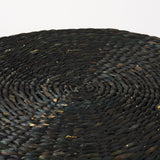 Dina Black Cornhusk and Water Hyacinth Round Coffee Table Pouf - Ornate Home