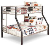 Dinsmore Black/Gray Twin over Full Bunk Bed w/Mattresses (Online Special Price) - Ornate Home