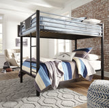 Dinsmore Black/Gray Twin over Twin Bunk Bed & 2 Mattresses (Online Special Price) - Ornate Home