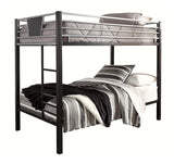 Dinsmore Black/Gray Twin over Twin Bunk Bed & 2 Mattresses - Ornate Home
