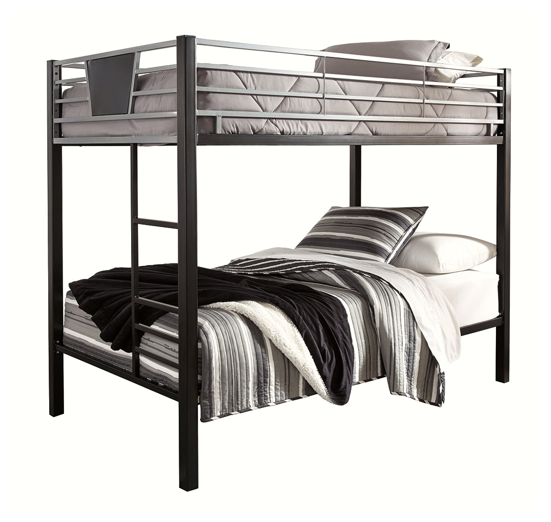 Dinsmore Black/Gray Twin over Twin Bunk Bed & 2 Mattresses - Ornate Home