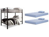 Dinsmore Black/Gray Twin over Twin Bunk Bed w/Mattresses (Online Special Price) - Ornate Home