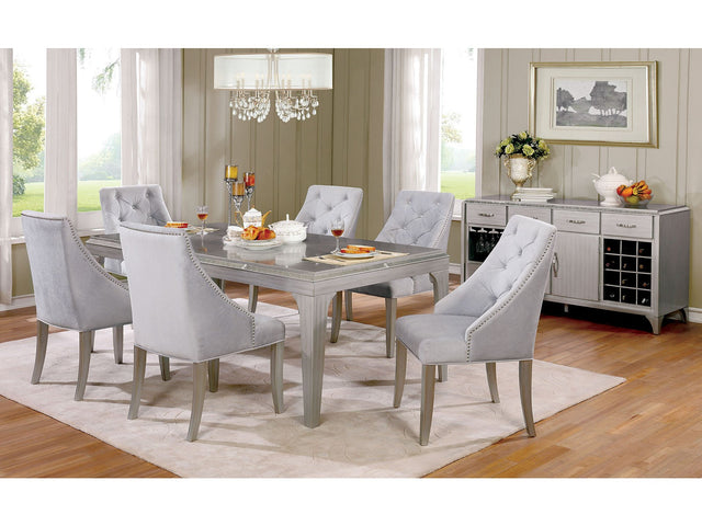 Diocles Silver/Gray 7 Pc. Dining Room Set - Ornate Home