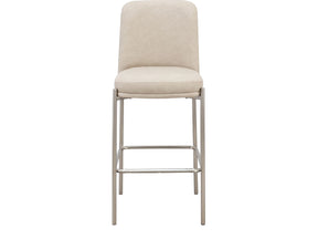 Dion Camel/Brushed Nickel Upholstered Bar Stool (Set of 2) - Ornate Home
