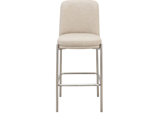 Dion Camel/Brushed Nickel Upholstered Bar Stool (Set of 2) - Ornate Home