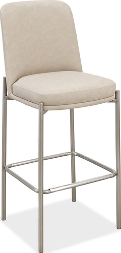 Dion Camel/Brushed Nickel Upholstered Bar Stool (Set of 2) - Ornate Home