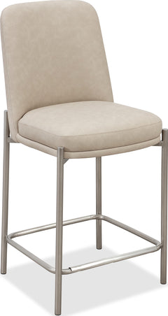Dion Camel/Brushed Nickel Upholstered Counter Stool (Set of 2) - Ornate Home