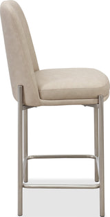 Dion Camel/Brushed Nickel Upholstered Counter Stool (Set of 2) - Ornate Home