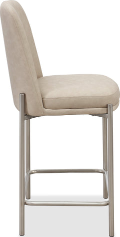 Dion Camel/Brushed Nickel Upholstered Counter Stool (Set of 2) - Ornate Home
