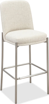 Dion Natural/Brushed Nickel Upholstered Bar Stool - Ornate Home