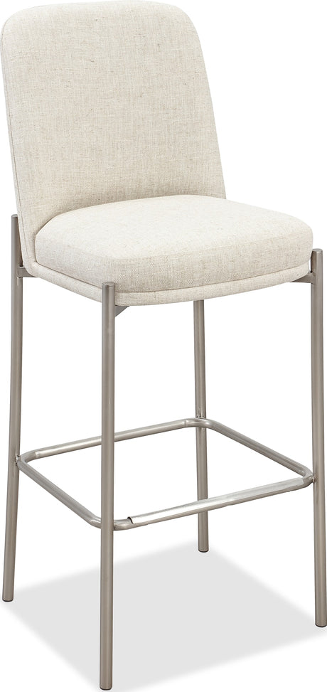 Dion Natural/Brushed Nickel Upholstered Bar Stool - Ornate Home