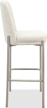 Dion Natural/Brushed Nickel Upholstered Bar Stool - Ornate Home
