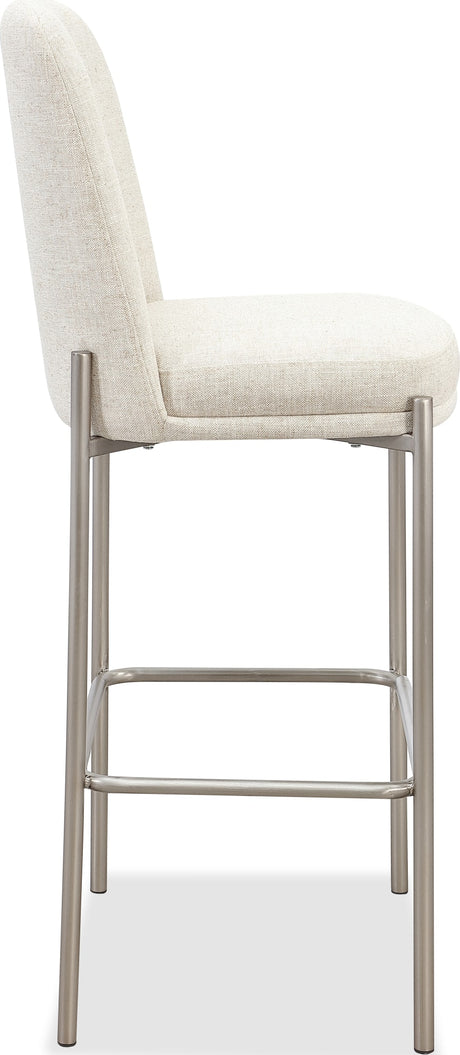 Dion Natural/Brushed Nickel Upholstered Bar Stool - Ornate Home