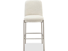 Dion Natural/Brushed Nickel Upholstered Bar Stool (Set of 2) - Ornate Home