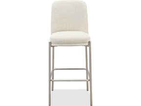 Dion Natural/Brushed Nickel Upholstered Bar Stool (Set of 2) - Ornate Home