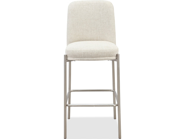 Dion Natural/Brushed Nickel Upholstered Bar Stool (Set of 2) - Ornate Home