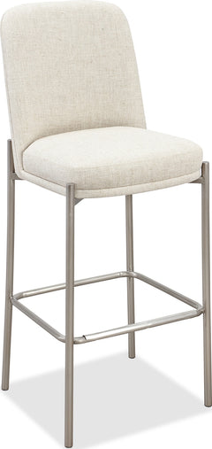 Dion Natural/Brushed Nickel Upholstered Bar Stool (Set of 2) - Ornate Home