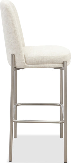 Dion Natural/Brushed Nickel Upholstered Bar Stool (Set of 2) - Ornate Home