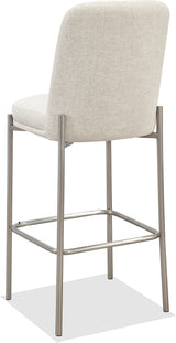 Dion Natural/Brushed Nickel Upholstered Bar Stool (Set of 2) - Ornate Home
