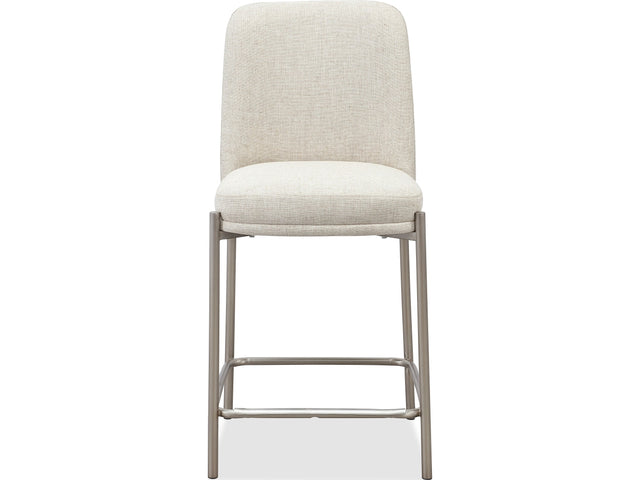 Dion Natural/Brushed Nickel Upholstered Counter Stool (Set of 2) - Ornate Home