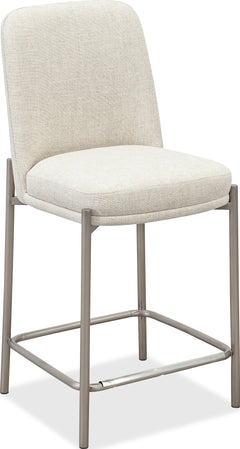 Dion Natural/Brushed Nickel Upholstered Counter Stool (Set of 2) - Ornate Home