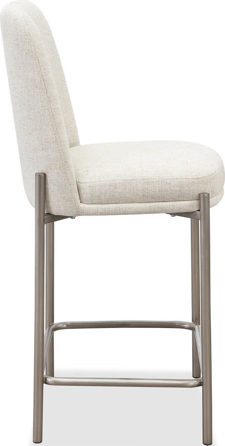 Dion Natural/Brushed Nickel Upholstered Counter Stool (Set of 2) - Ornate Home