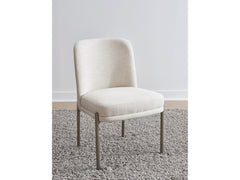 Dion Upholstered Dining Chair in Natural Light Linen and Brushed Nickel Metal (Set of 2) - Ornate Home
