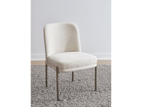 Dion Upholstered Dining Chair in Natural Light Linen and Brushed Nickel Metal (Set of 2) - Ornate Home