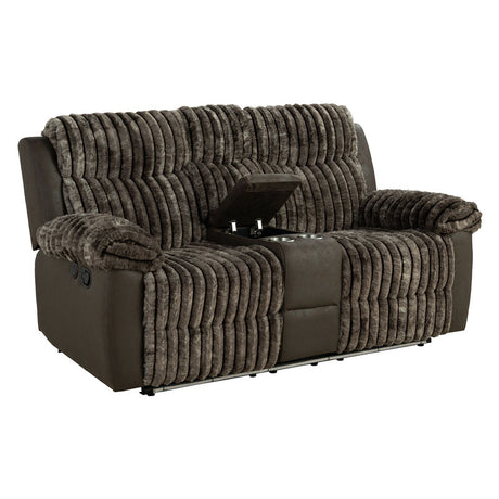 Dionysus Brown Manual Reclining Loveseat w/ Console - Ornate Home