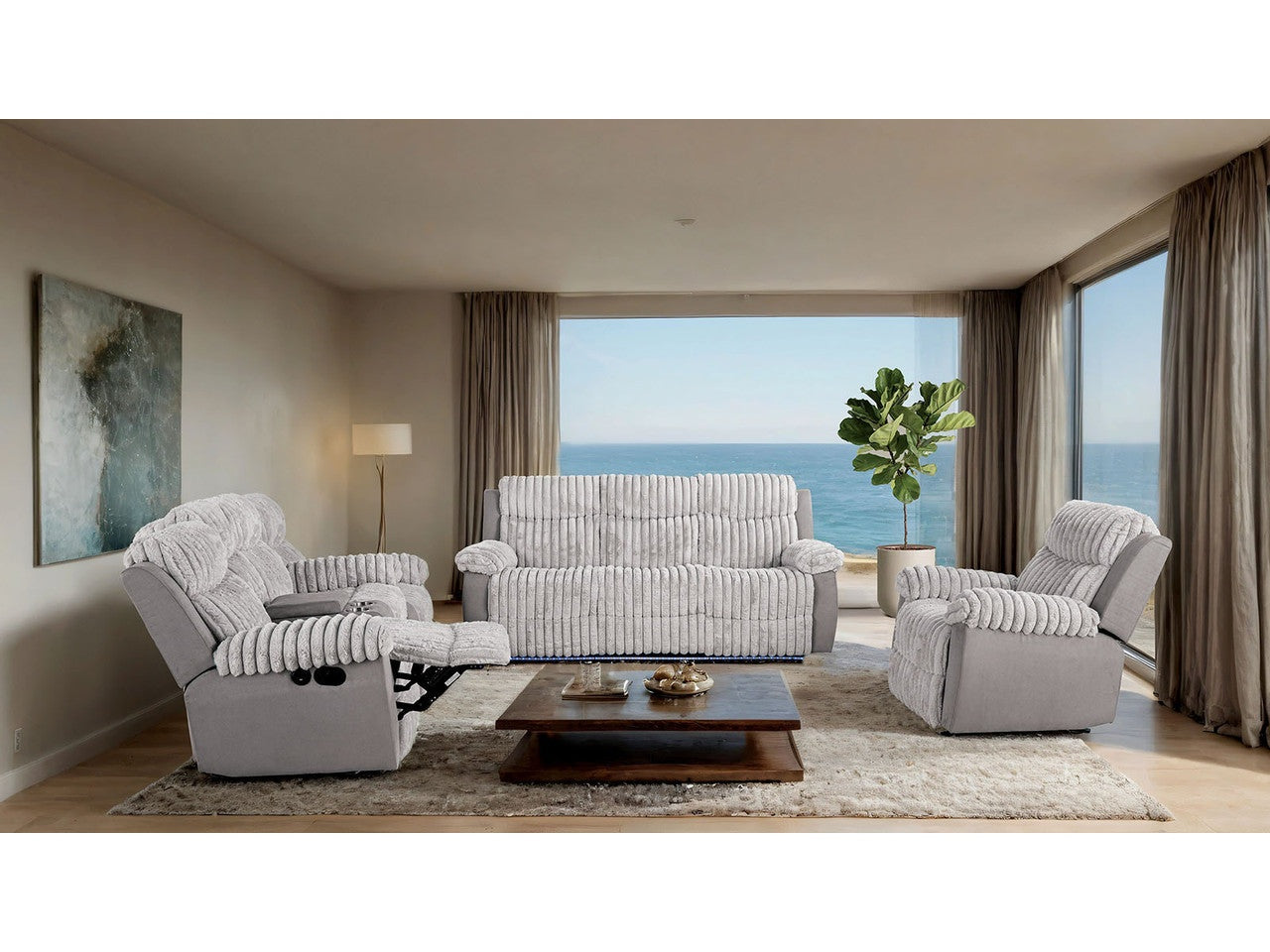 Dionysus Gray Manual Reclining Loveseat w/ Console - Ornate Home