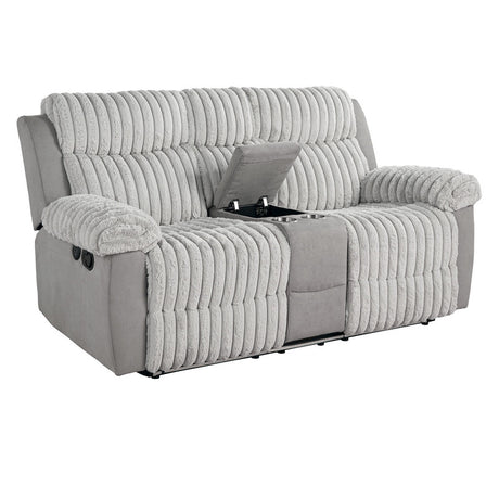 Dionysus Gray Manual Reclining Loveseat w/ Console - Ornate Home