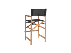 Director 3-Piece Square Teak Black Outdoor Bar Height Dining Set with Folding Armchairs - Ornate Home
