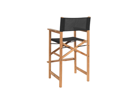 Director 3-Piece Square Teak Black Outdoor Bar Height Dining Set with Folding Armchairs - Ornate Home