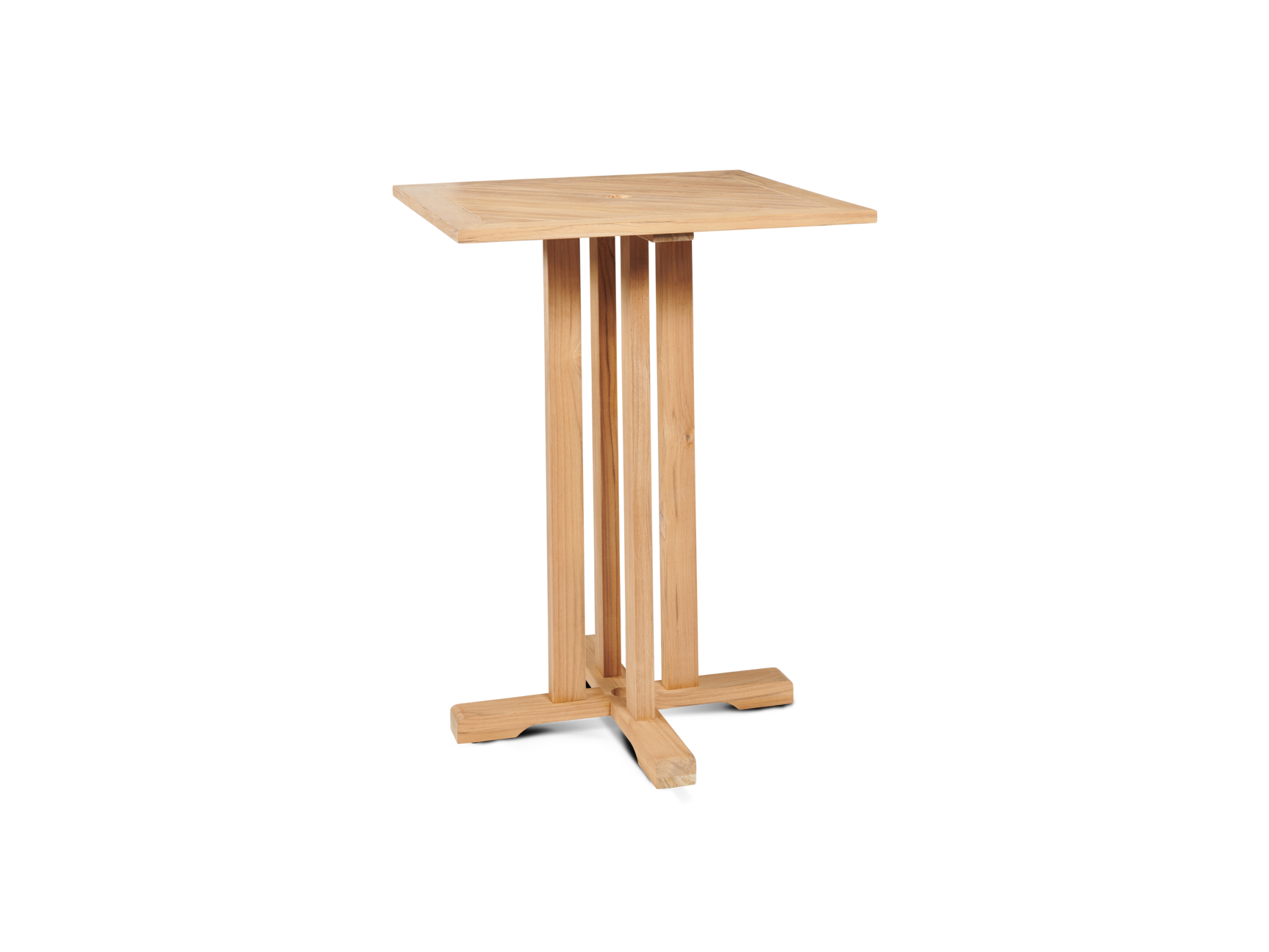 Director 3-Piece Square Teak Taupe Outdoor Bar Height Dining Set with Folding Armchairs - Ornate Home