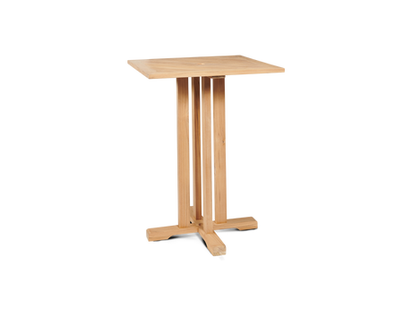 Director 3-Piece Square Teak Taupe Outdoor Bar Height Dining Set with Folding Armchairs - Ornate Home