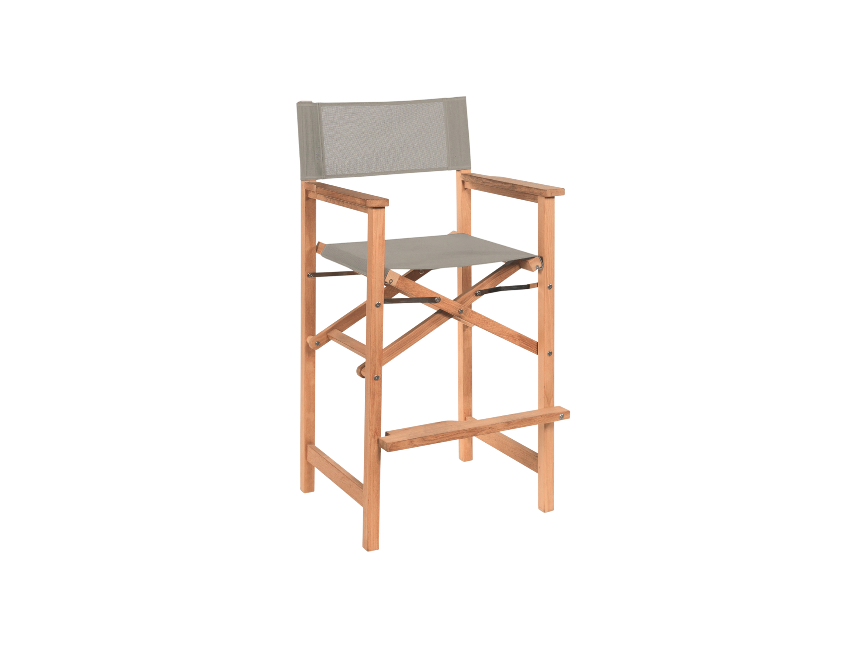 Director 3-Piece Square Teak Taupe Outdoor Bar Height Dining Set with Folding Armchairs - Ornate Home