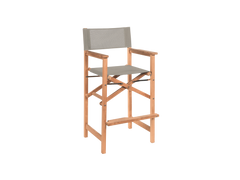 Director 3-Piece Square Teak Taupe Outdoor Bar Height Dining Set with Folding Armchairs - Ornate Home