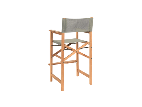 Director 3-Piece Square Teak Taupe Outdoor Bar Height Dining Set with Folding Armchairs - Ornate Home