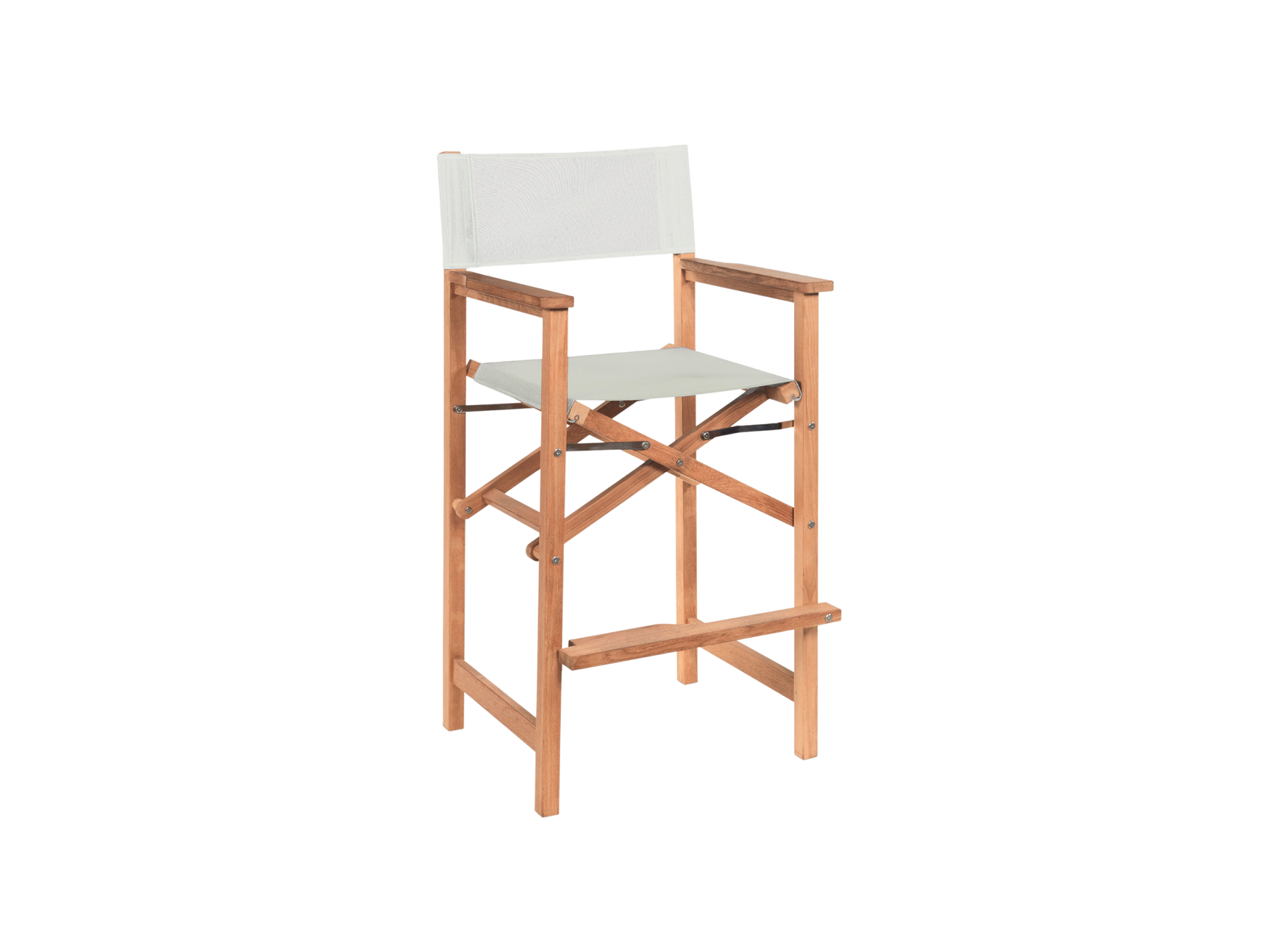 Director 3-Piece Square Teak White Outdoor Bar Height Dining Set with Folding Armchairs - Ornate Home