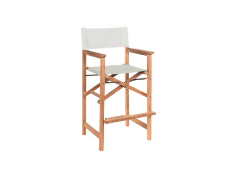 Director 3-Piece Square Teak White Outdoor Bar Height Dining Set with Folding Armchairs - Ornate Home