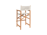 Director 3-Piece Square Teak White Outdoor Bar Height Dining Set with Folding Armchairs - Ornate Home